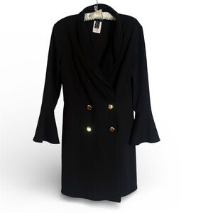 Frank Lyman Black Gold Button Blazer Jumpsuit Double Breasted Size 10 185188